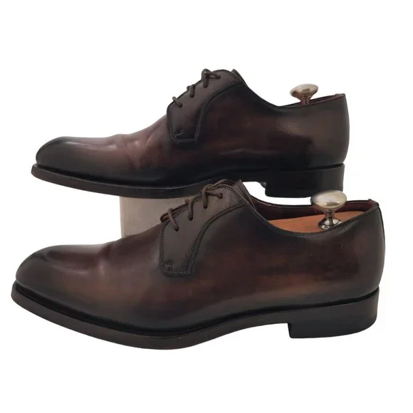 Magnanni Seleccion Patina Brown Leather Dress Shoes Men's size 8M Derby Oxfords - Picture 5 of 13